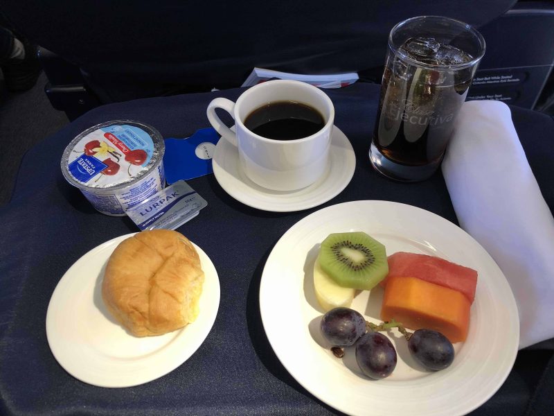 Copa Airlines Business Class breakfast Copa Airlines Business Class