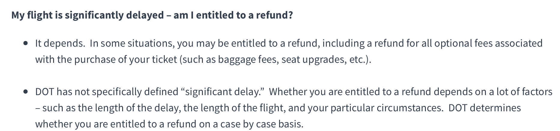 The DOT's definition of "significantly delayed"