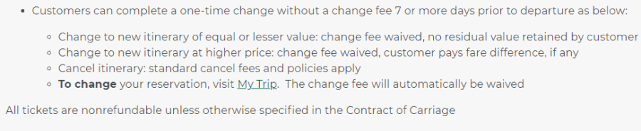 frontier terms and cod airline change fees