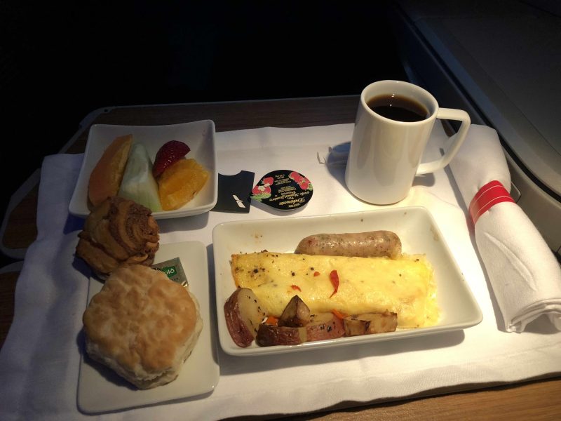 American Airlines 777 Business Class Breakfast american airlines boeing 777 business class