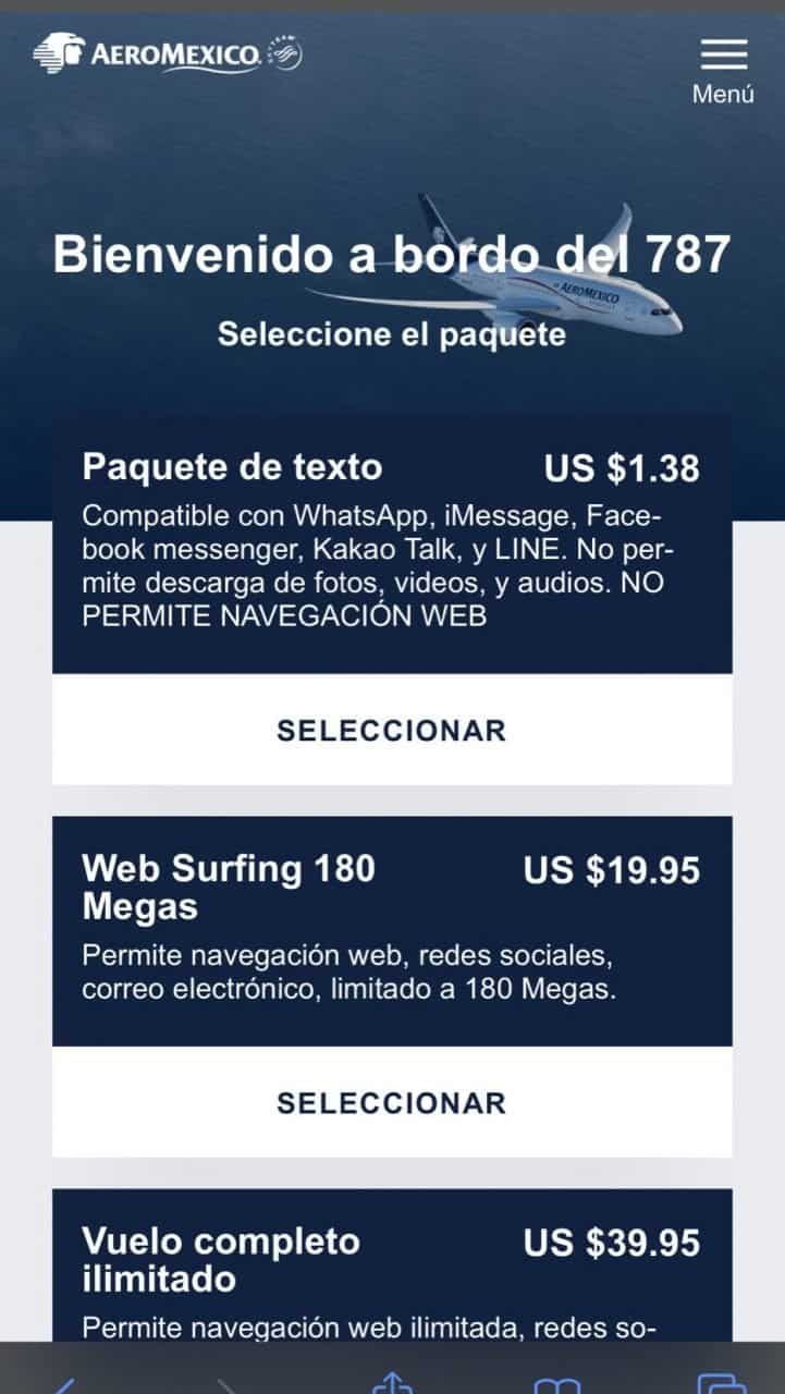 Aeromexico wifi offering 1 edited 1 scaled Aeromexico Flight Review