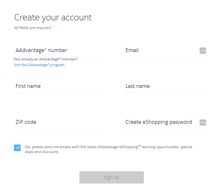 Having a AAdvantage membership number is required for you to have an AA shopping portal account.